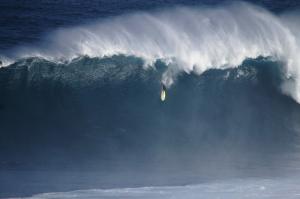 Dave Wassel (Haleiwa, Hawaii, USA) earned a nomination in the Monster Paddle category of the 2012 Billabong XXL Big Wave Awards for this huge drop at Jaws, Maui